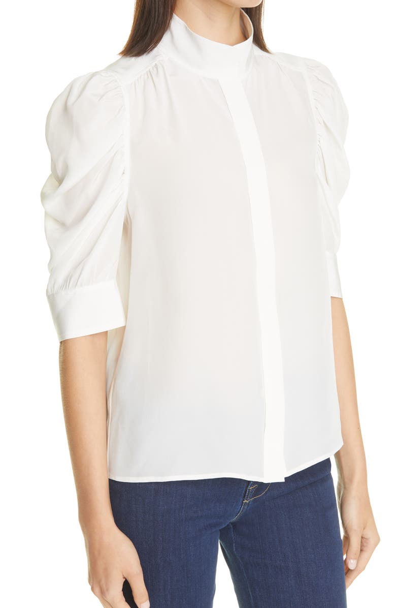 FRAME Gillian Puff Sleeve Silk Blouse, Alternate, color, Off White