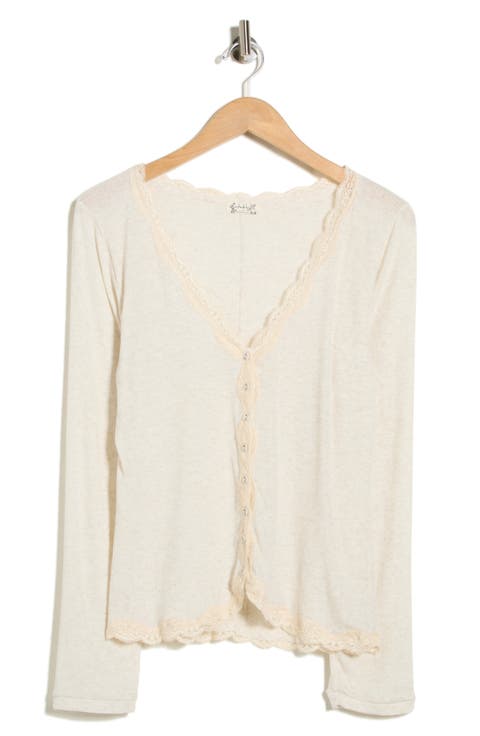 Big Love Lace Trim Knit Button-Up Top