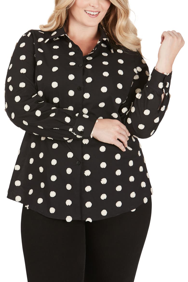 Rhea Clipped Circle Shirt, Main, color, BLACK