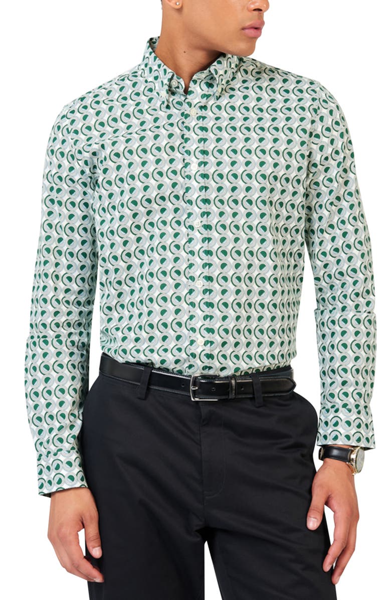 Ben Sherman Retro Geo Print Button-Down Shirt, Main, color, 