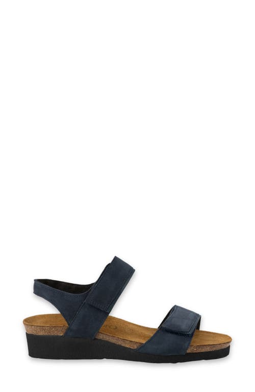 Naot Aisha Wedge Sandal In Navy Velvet Nubuck/soft Ink