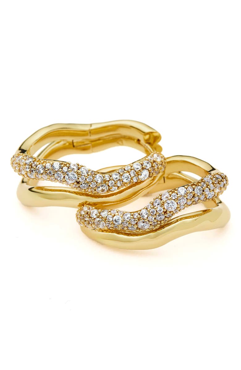 Missoma Molten Snow Cubic Zirconia Double Hoop Earrings, Alternate, color, Gold