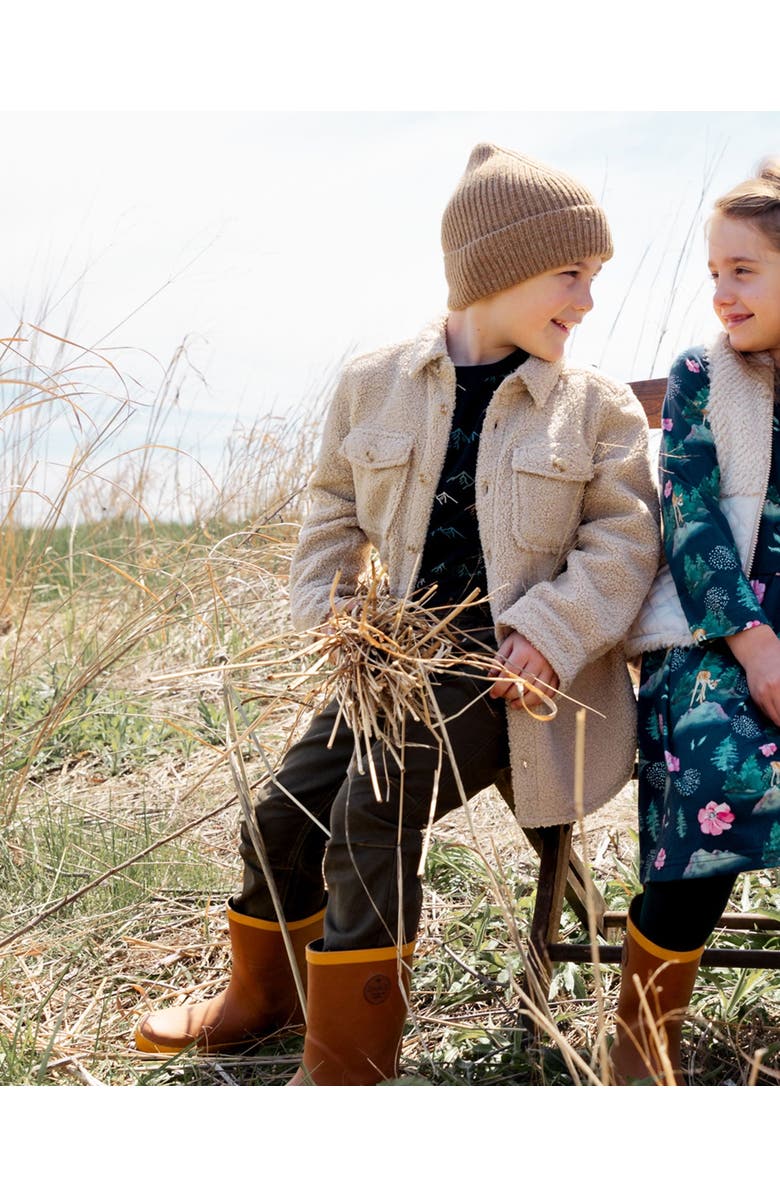 Deux par Deux Little Boy's Soft Fleece Overshirt With Pocket Beige, Alternate, color, Sesame