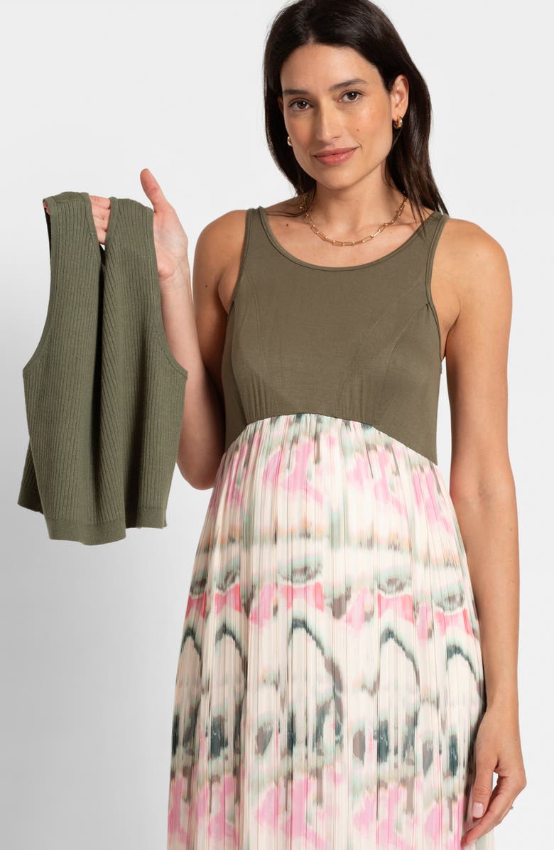 Seraphine Sleeveless Knit & Chiffon Maternity/Nursing Dress, Alternate, color, 