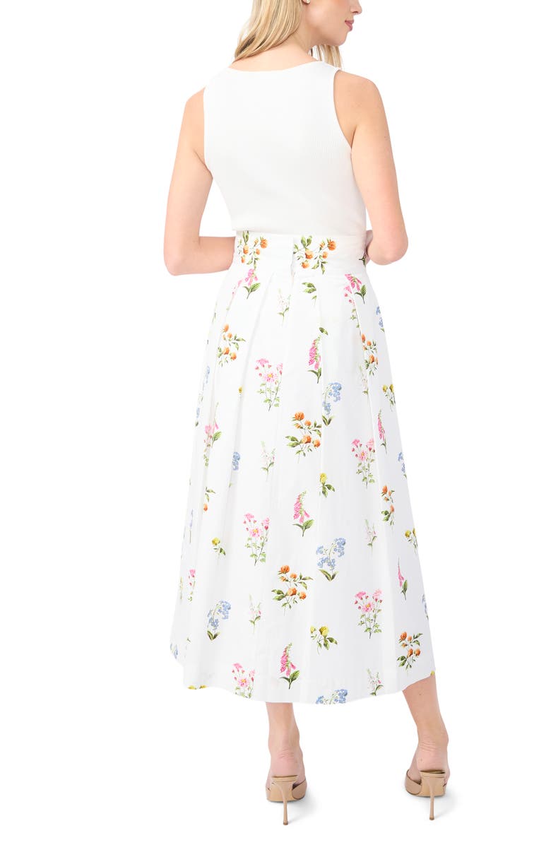 Ted Baker Rihana Pleated Floral Cotton Midi Skirt, Alternate, color, Vanilla Ice