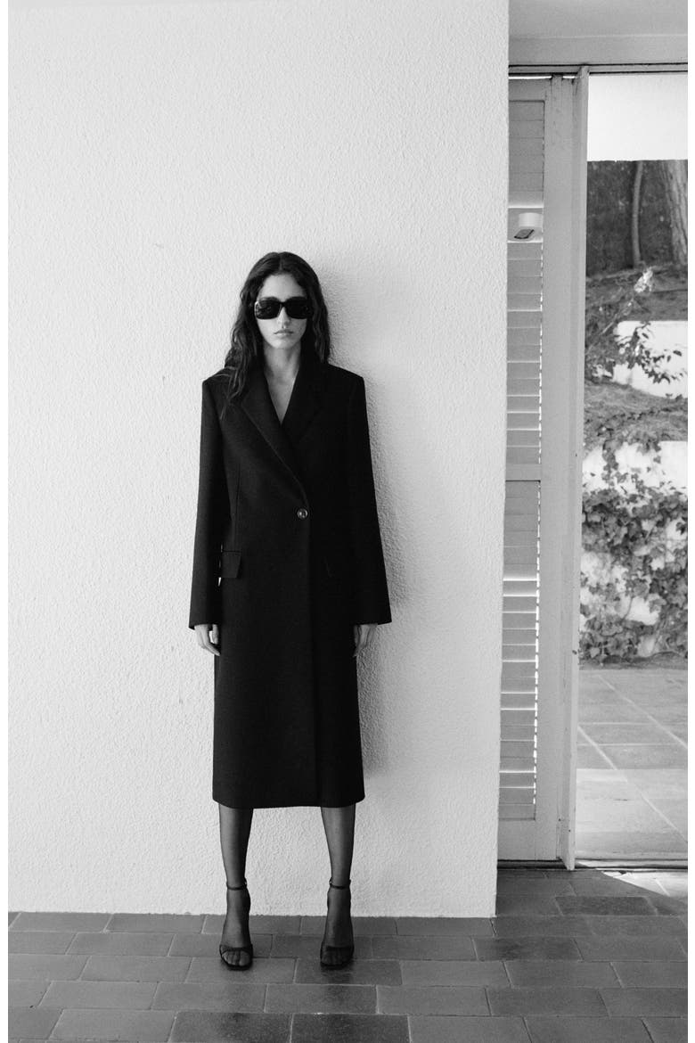 Structured Longline Coat, Alternate, color, BLACK