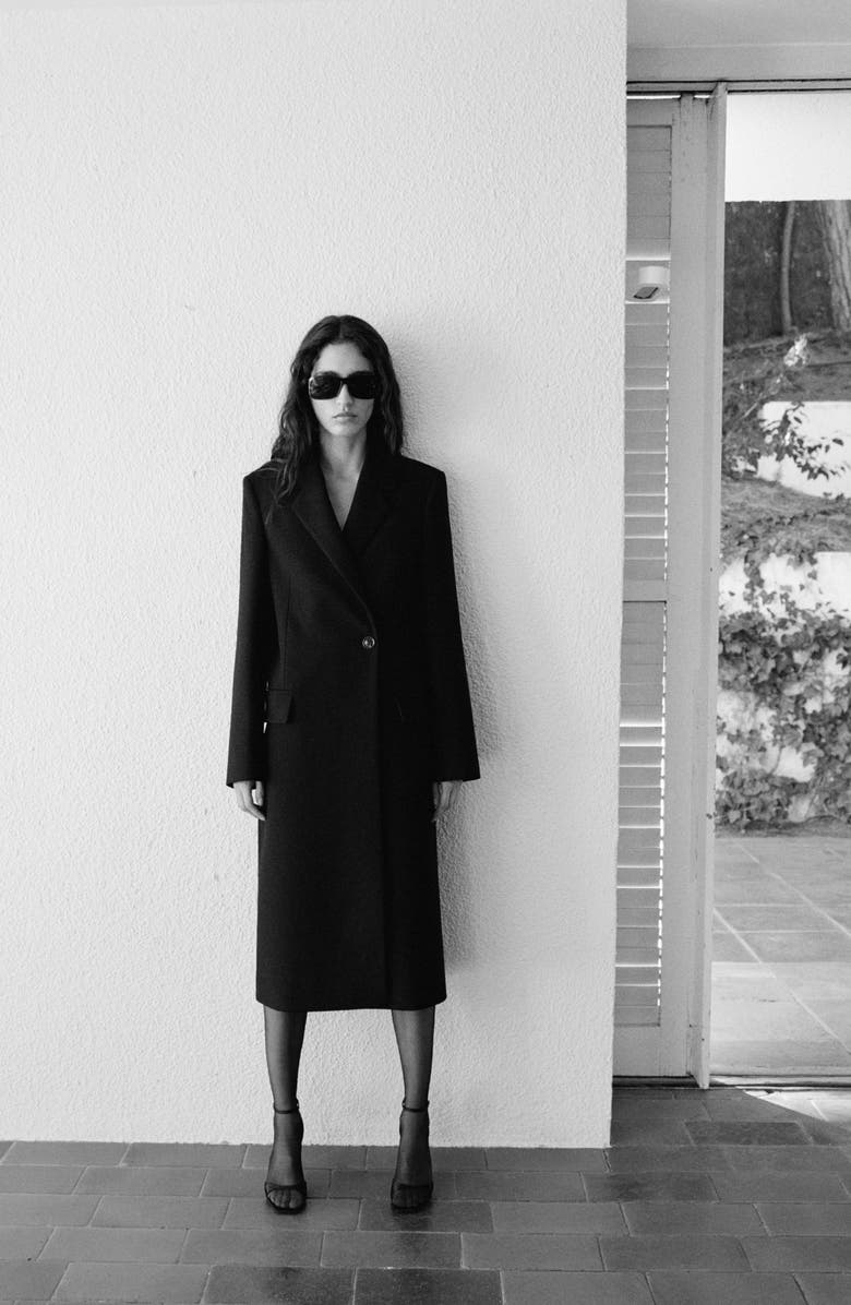 MANGO Structured Longline Coat, Alternate, color, Black