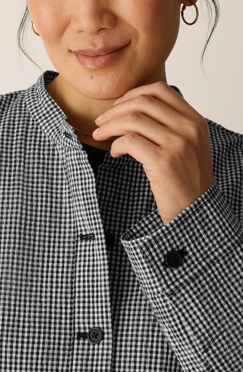 Eileen Fisher Check Print Woven Shirt Jacket, Alternate, color, Black/ White