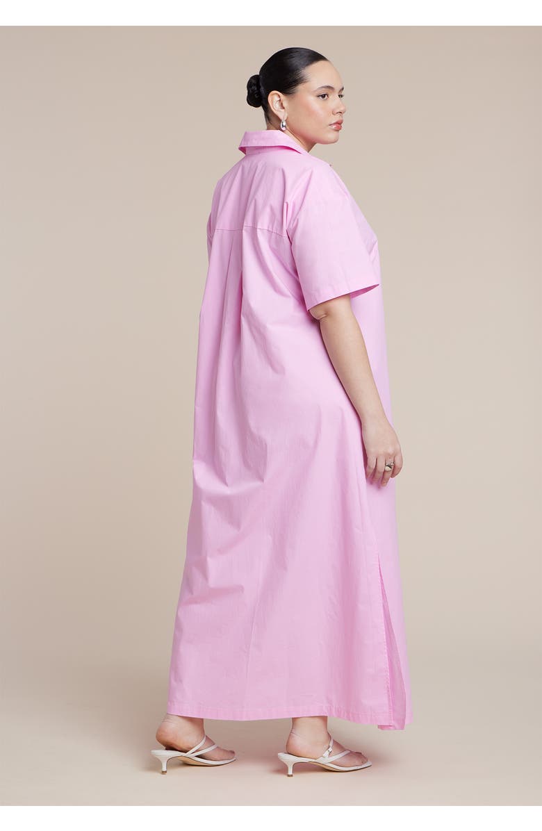 ELOQUII Short Sleeve Maxi Shirt Dress, Alternate, color, Pink Lady