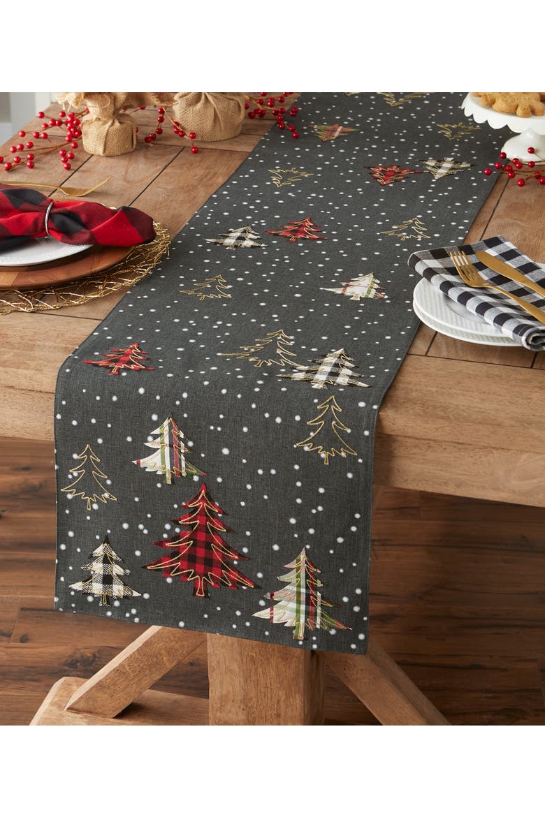 Snowy Trees Embellished Table Runner, Alternate, color, Snowy Trees