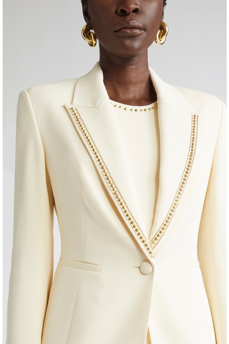 Embellished Stretch Cady Blazer, Alternate, color, BUTTER