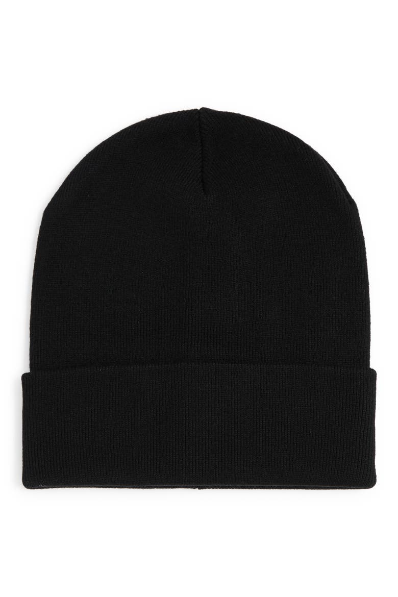 Logo Knit Cuff Beanie, Main, color, BLACK/BLACK