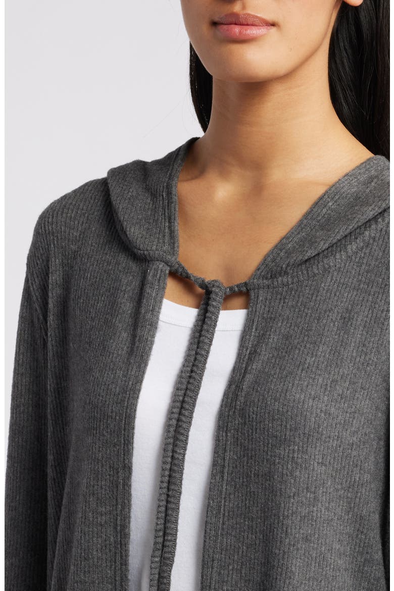 Hooded Rib Cardigan, Alternate, color, CHARCOAL