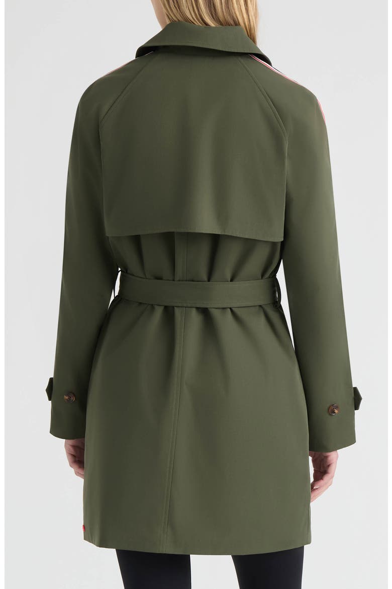 Sophia Sleeve Stripe Trench Coat, Alternate, color, HUNTER GREEN