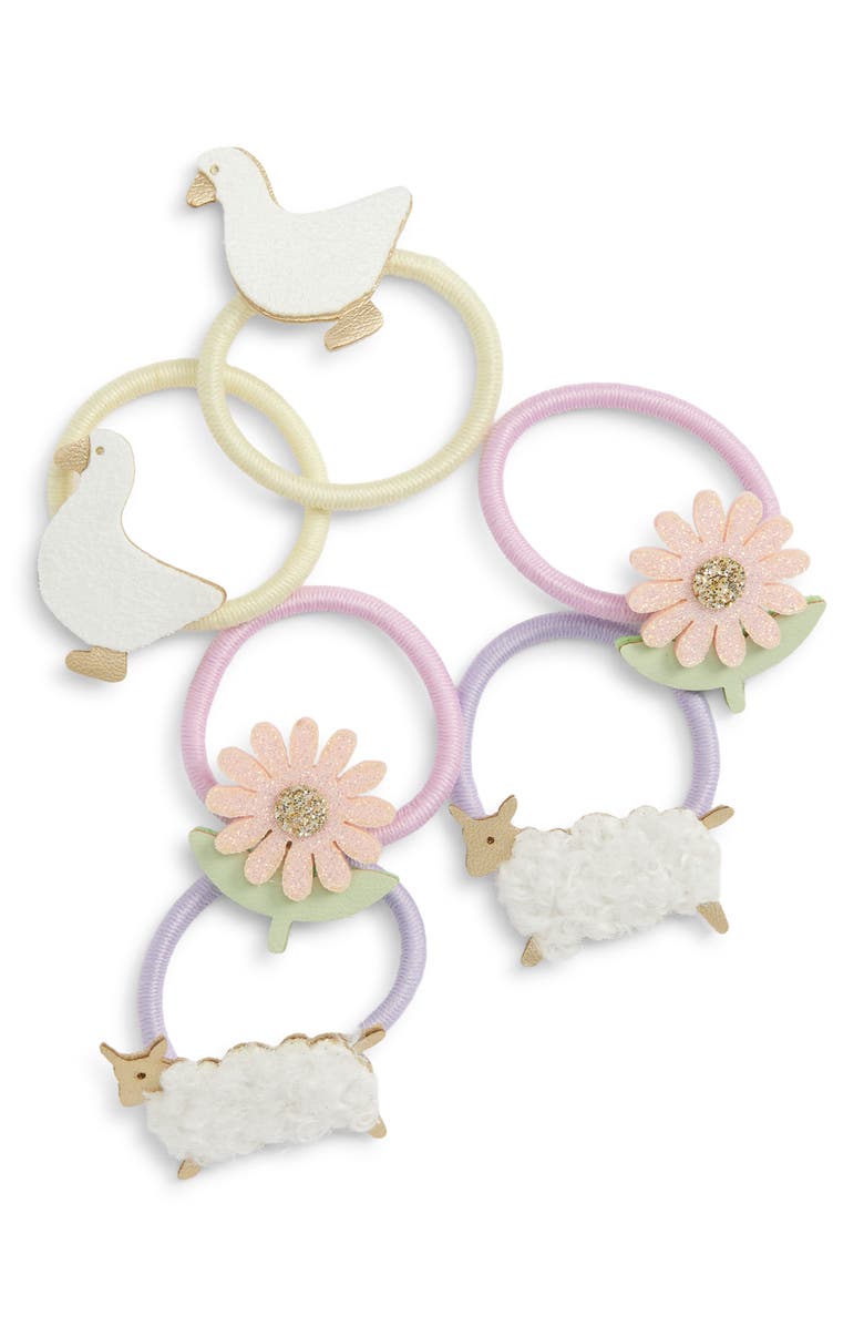 Mimi & Lula Kids' Farmyard 6-Pack Mini Ponytail Holders, Main, color, Pink