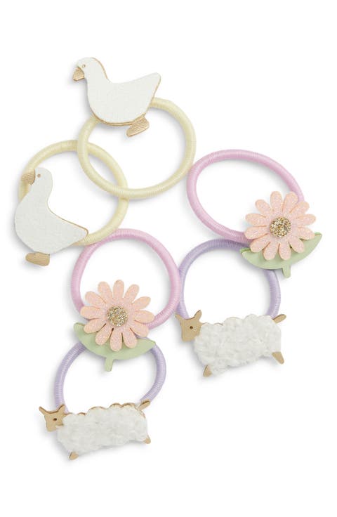 Kids' Farmyard 6-Pack Mini Ponytail Holders