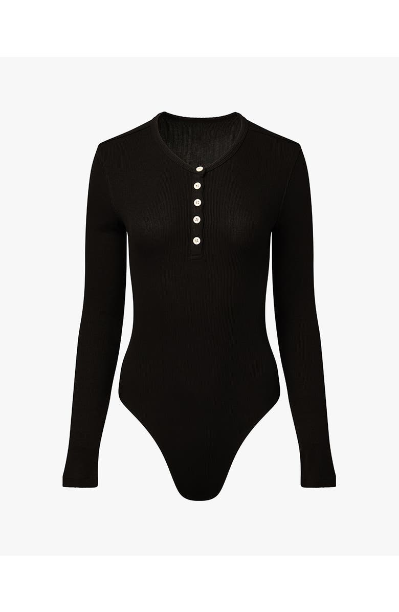 WeWoreWhat Crew Neck Henley Bodysuit, Alternate, color, 
