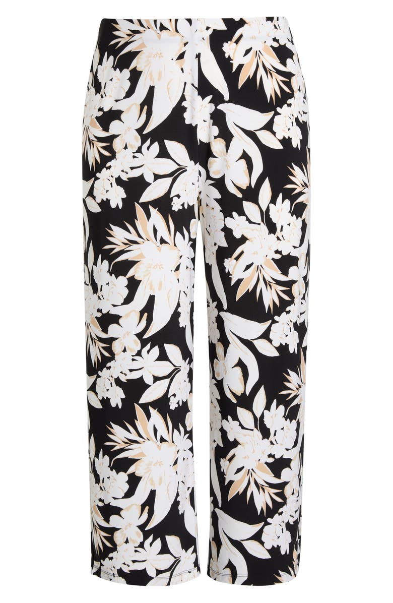 AK ANNE KLEIN Print Knit Crop Wide Leg Pants, Alternate, color, Anne Black Multi