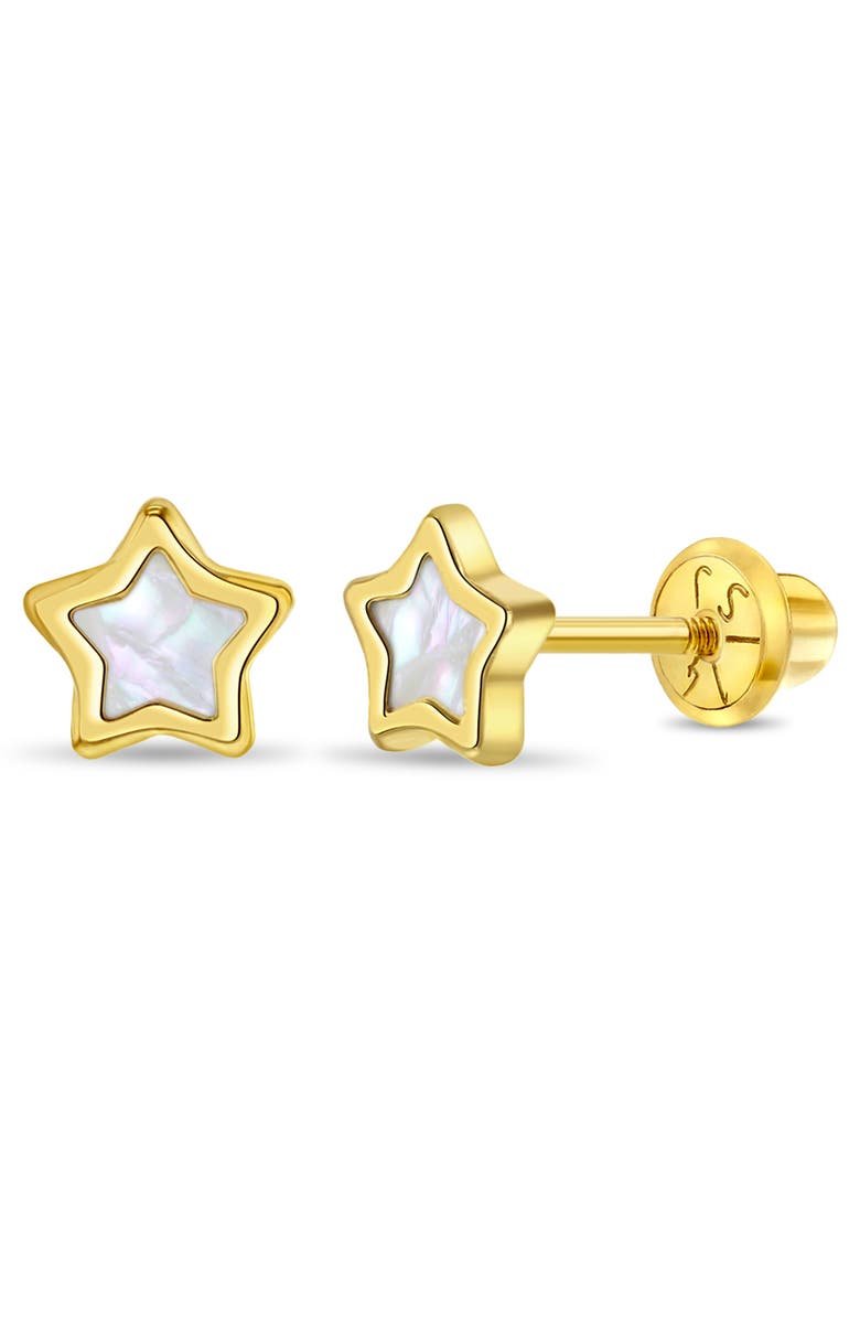In Season Jewelry 14k Mother of Pearl Star Earrings, Main, color, Gold
