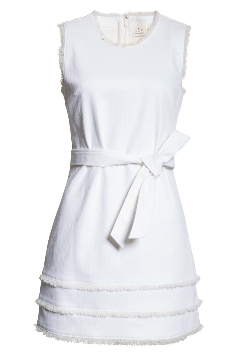 Mindie Belted Denim Minidress, Alternate, color, WHITE