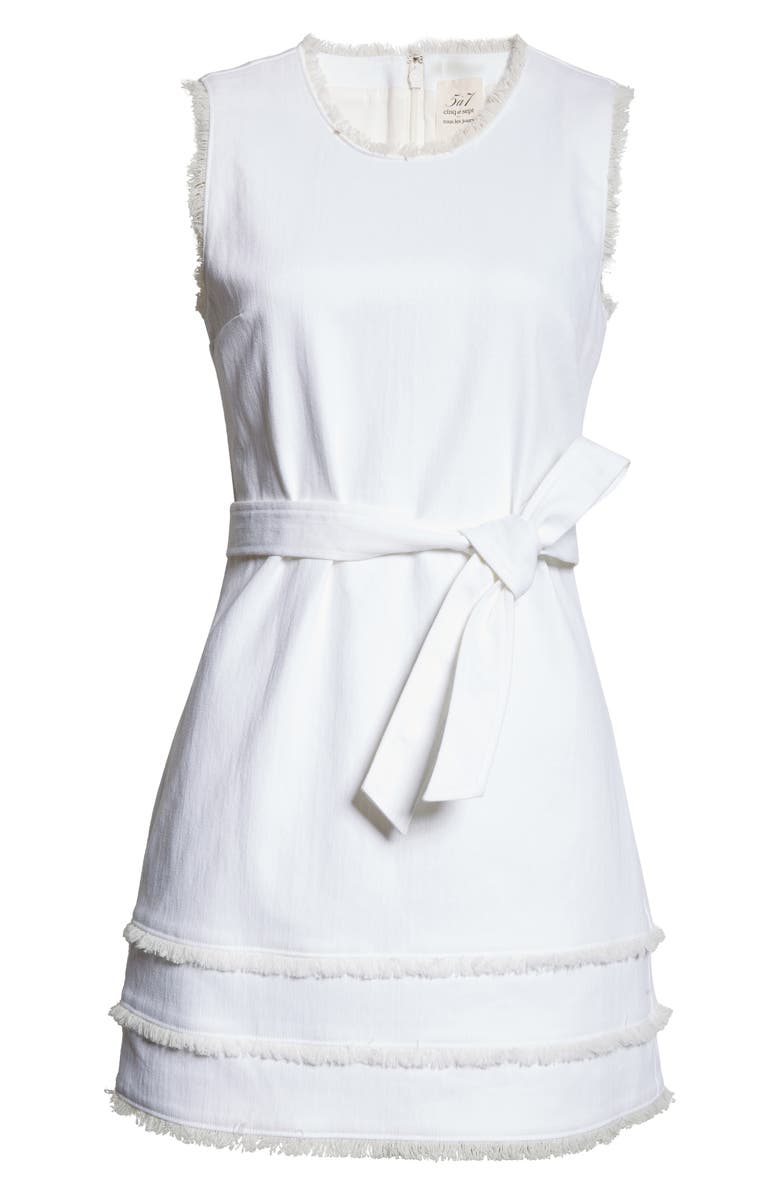 Cinq à Sept Mindie Belted Denim Minidress, Alternate, color, White