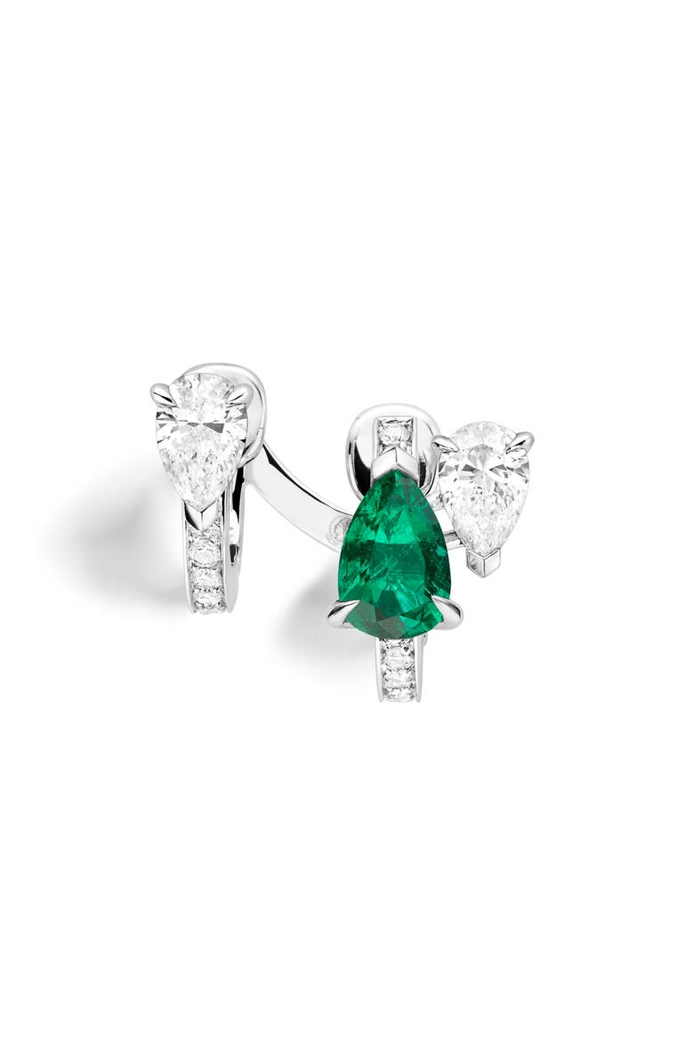 REPOSSI Serti sur Vide Pavé Diamond & Emerald Earring, Main, color, White Gold/ Emerald