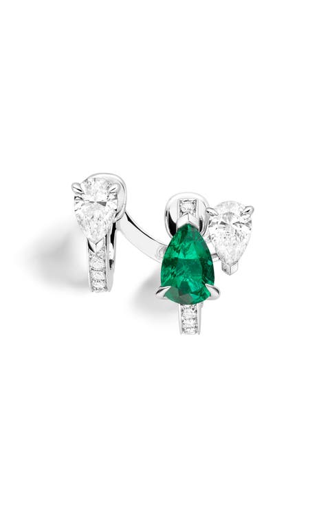 Serti sur Vide Pavé Diamond & Emerald Earring