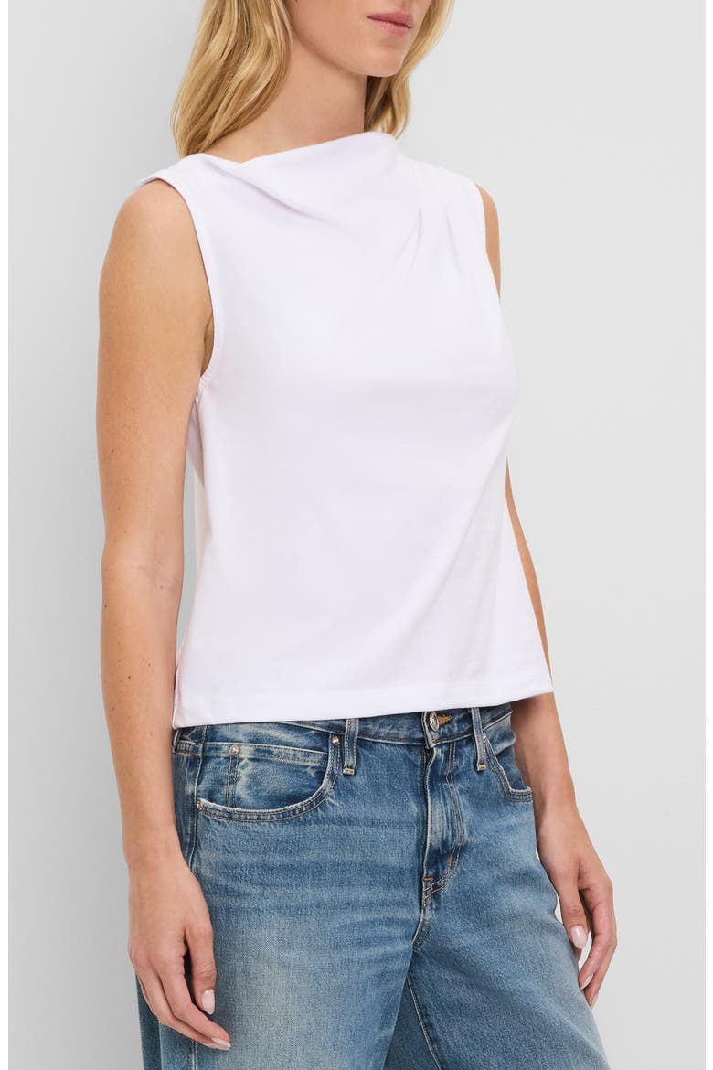 Amira Asymmetric Pleated Cotton Top, Alternate, color, WHITE