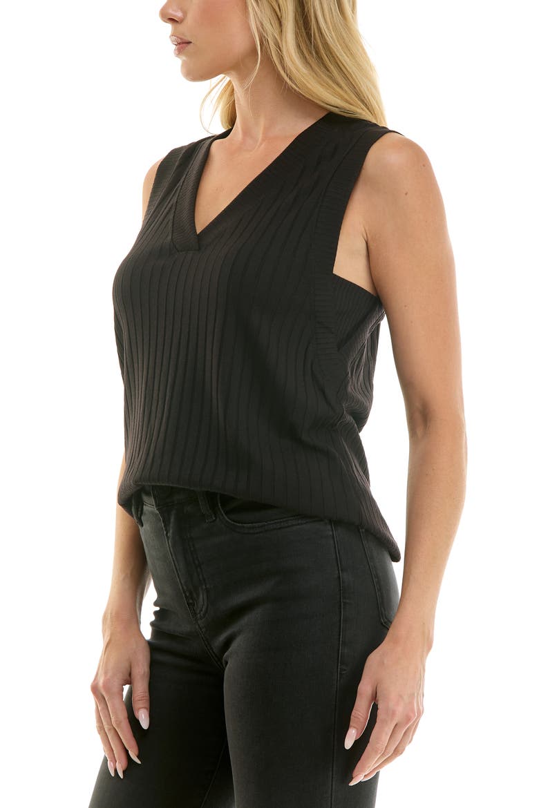 V-Neck Ribbed Knit Tank, Alternate, color, BLACK