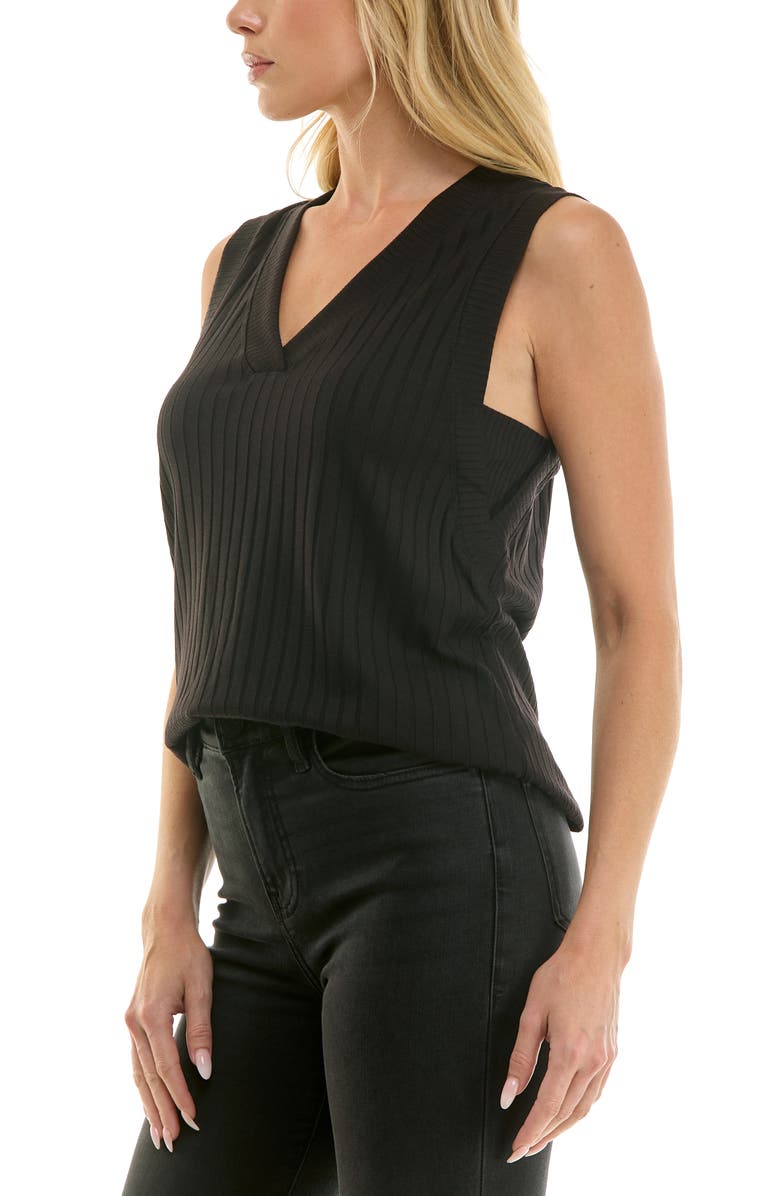 Socialite V-Neck Ribbed Knit Tank, Alternate, color, Black