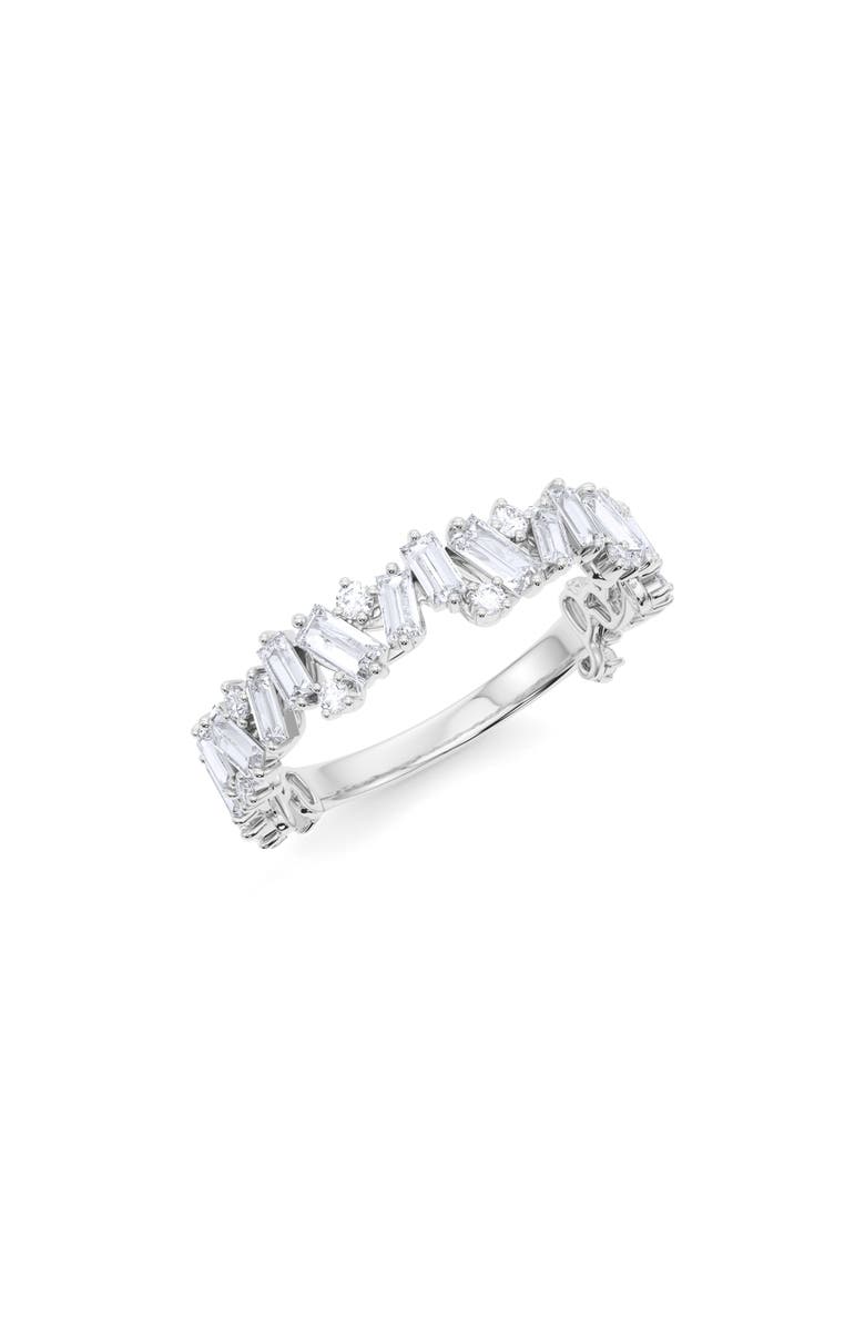 HauteCarat Radiant Cut Lab Grown Diamond 18K Gold Eternity Band, Main, color, 18K White Gold