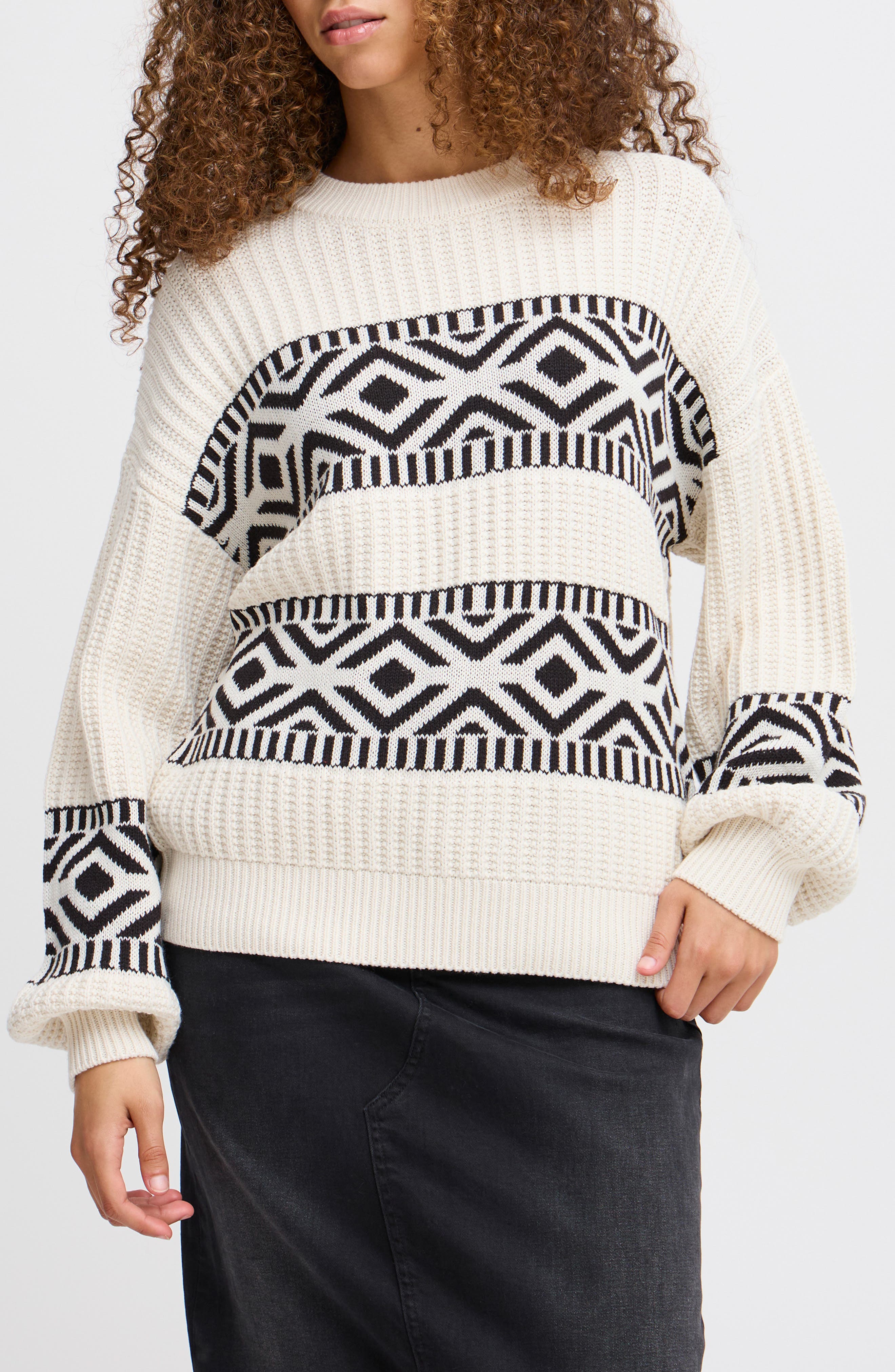 ICHI Barisa Geometric Sweater
