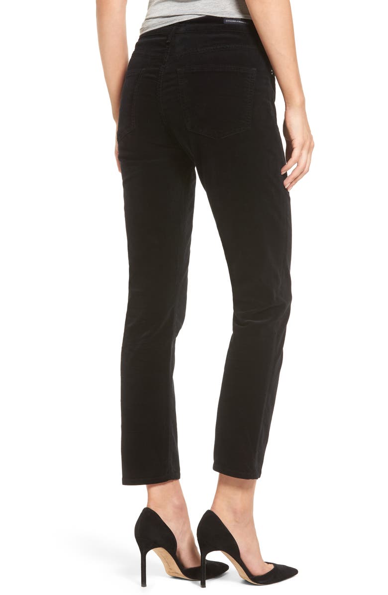 Citizens of Humanity Cara High Waist Ankle Cigarette Velvet Pants, Alternate, color,