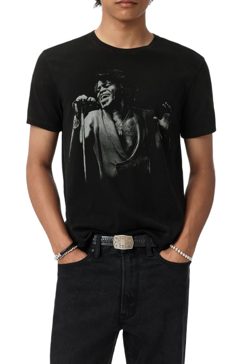 John Varvatos James Brown Organic Cotton Graphic T-Shirt, Main, color, Black