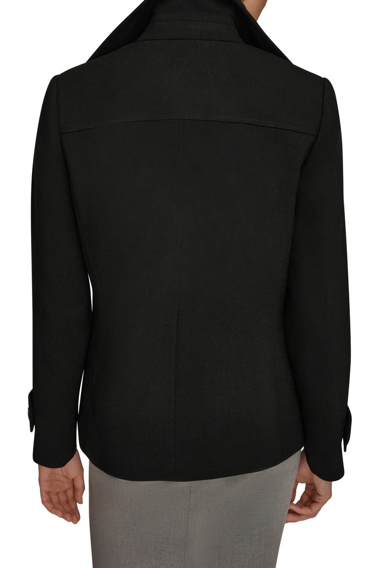 Double Breasted Crepe Coat, Alternate, color, BLACK