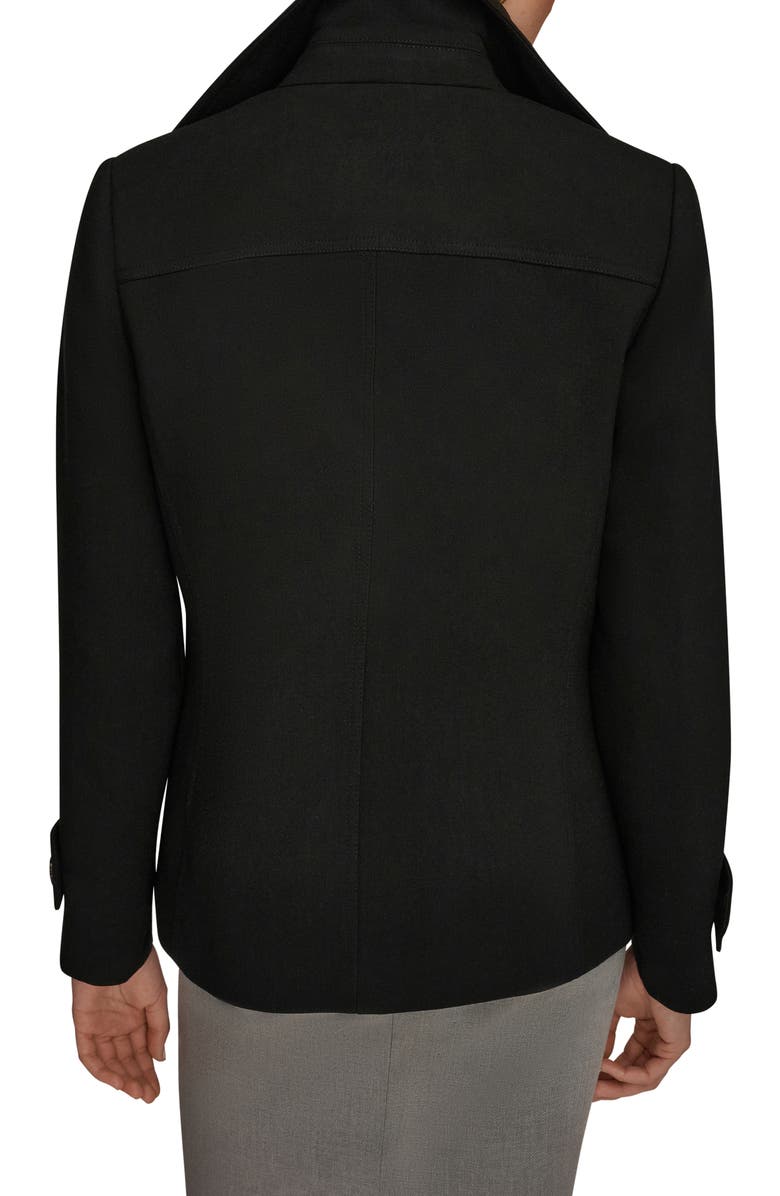 Donna Karan New York Double Breasted Crepe Coat, Alternate, color, Black