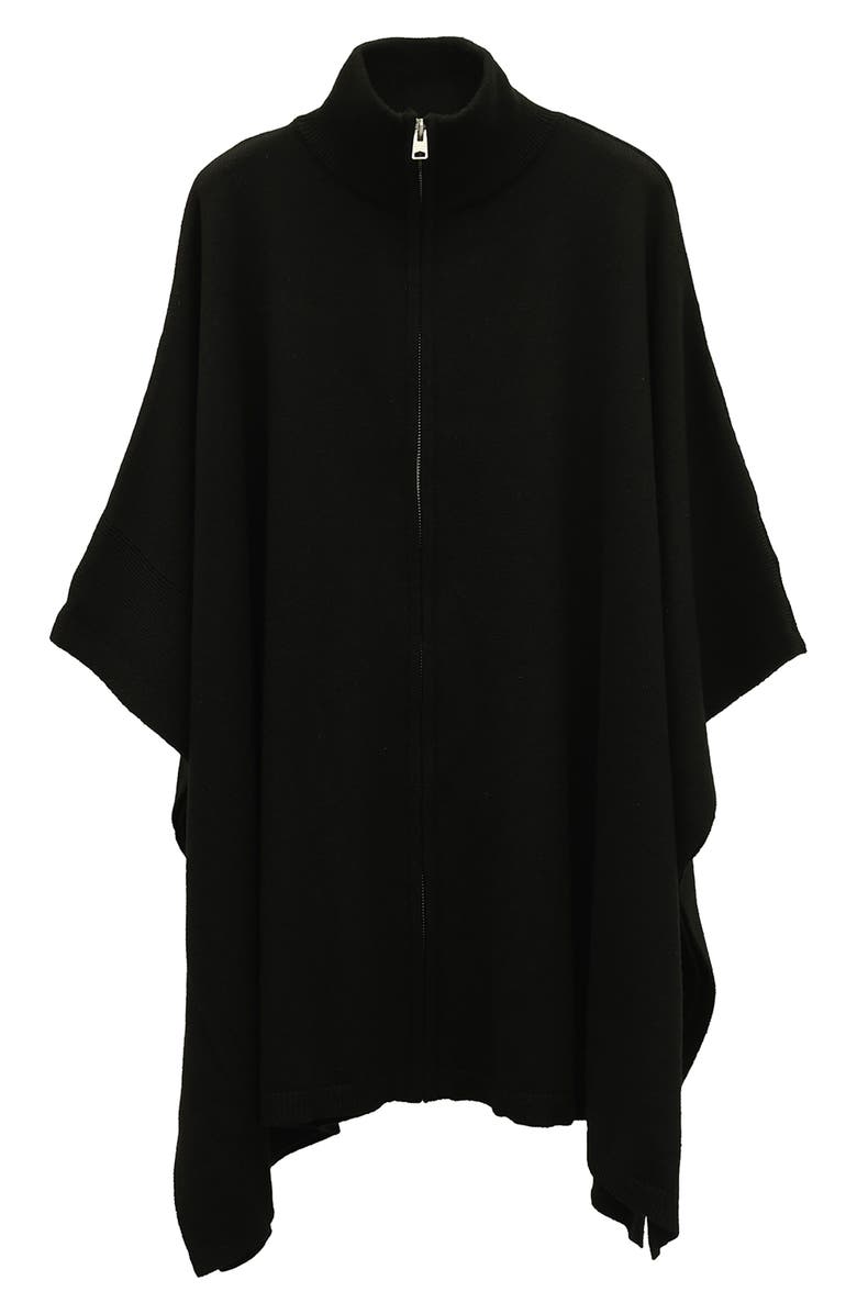 AllSaints Zip-Up Poncho, Main, color, Black
