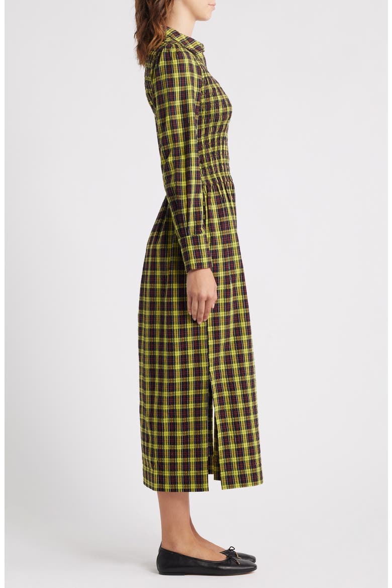 Hazel Plaid Long Sleeve Organic Cotton Dress, Alternate, color, YELLOW