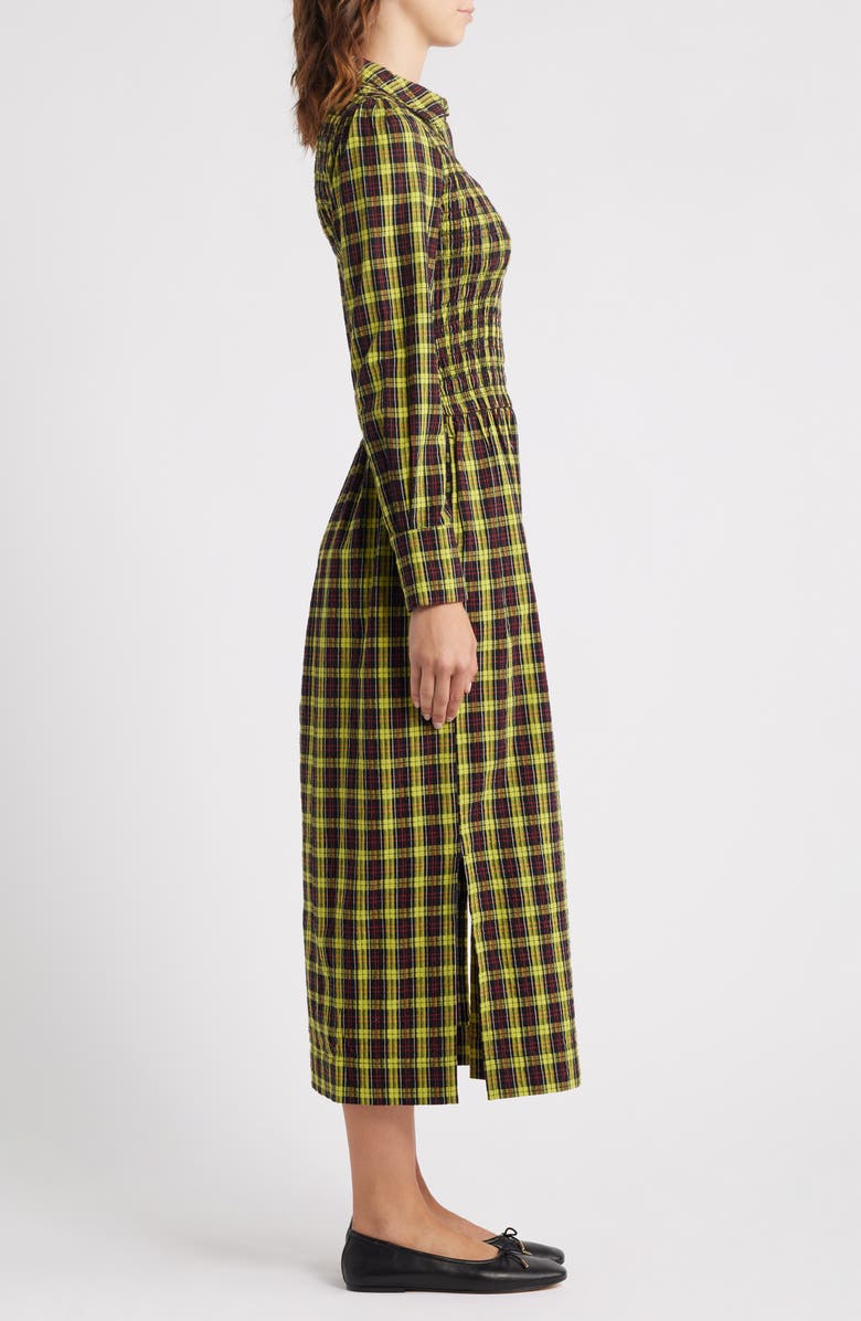 Damson Madder Hazel Plaid Long Sleeve Organic Cotton Dress, Alternate, color, Yellow