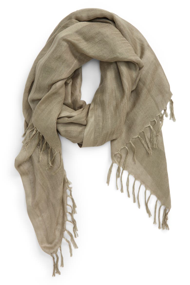 Linen Blend Scarf, Main, color, GREEN VETIVER