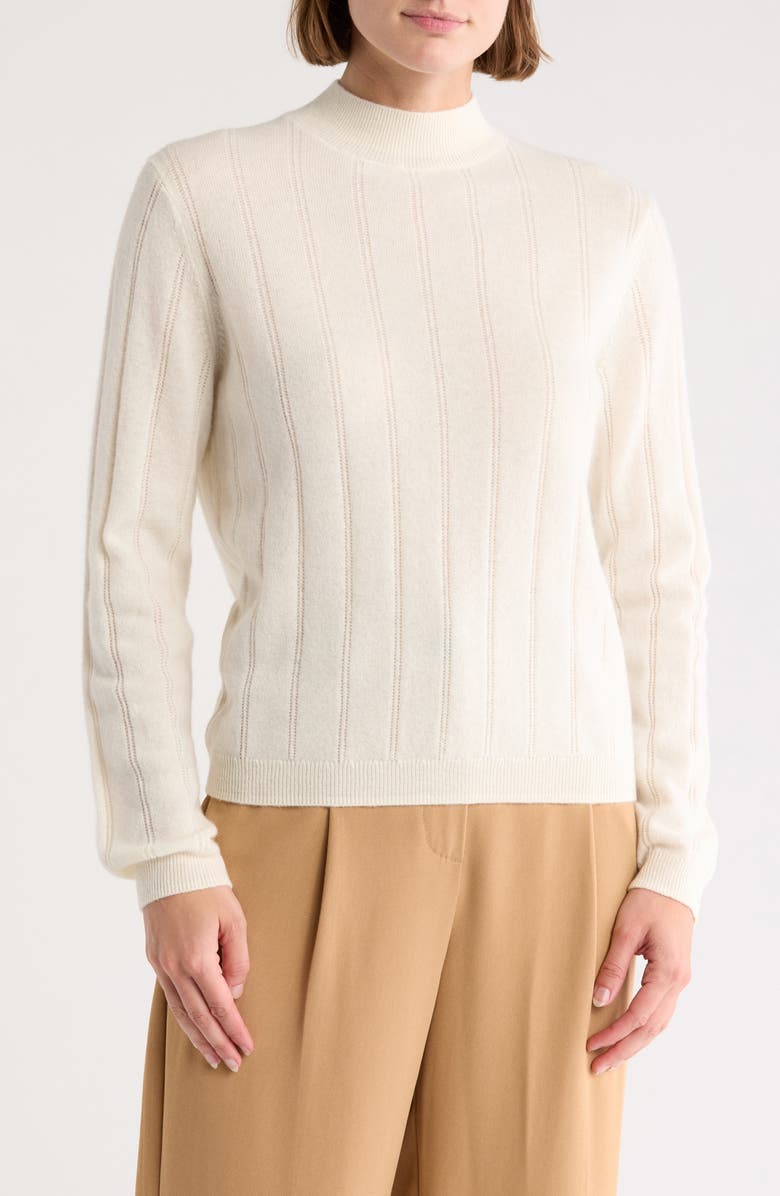 Bruno Magli Wide Rib Cashmere Sweater, Main, color, Ivory