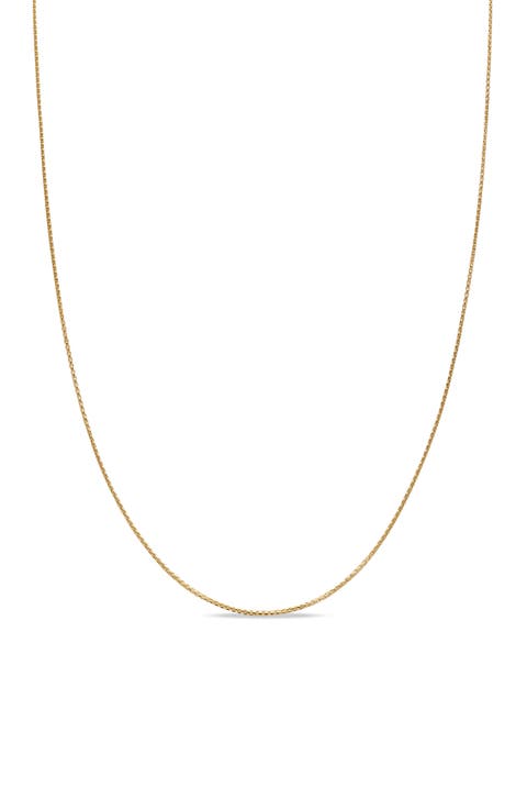 18K Yellow Gold Box Chain Necklace, 1.25mm