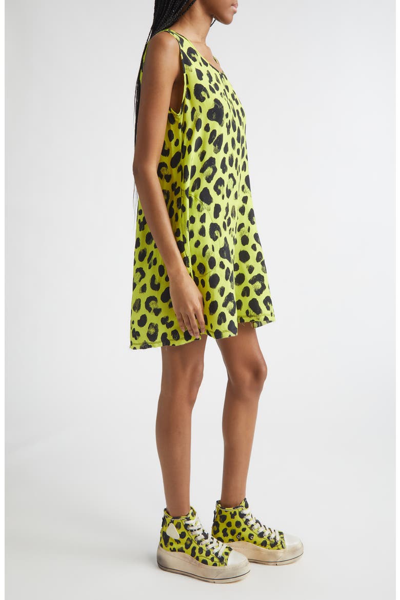 Sleeveless Cheetah Print Cupro Mini Slipdress, Alternate, color, YELLOW CHEETAH PRINT