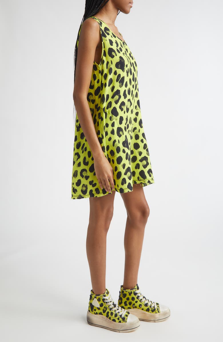R13 Sleeveless Cheetah Print Cupro Mini Slipdress, Alternate, color, Yellow Cheetah Print