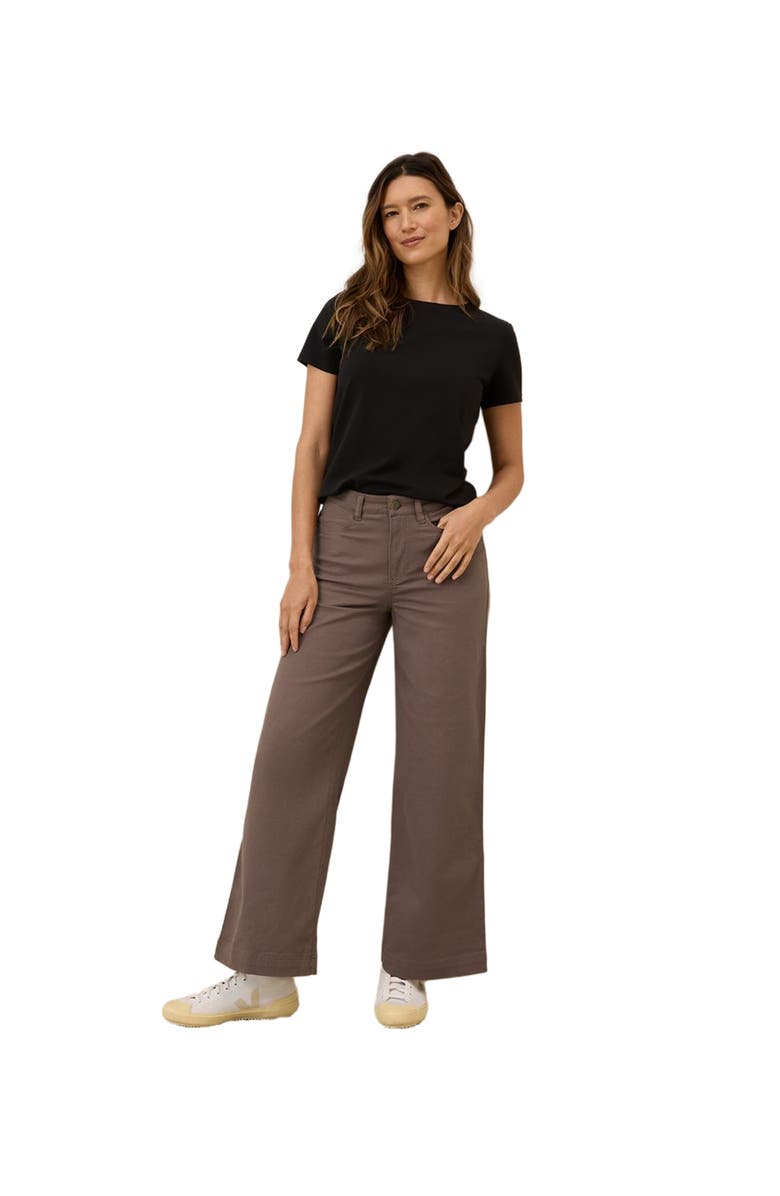 Pact Organic Stretch Twill Wide Leg Pant, Alternate, color, Deep Taupe