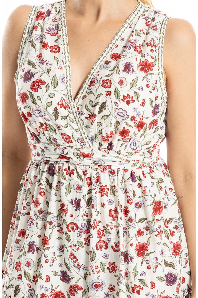 Floral V-Neck Empire Waist Minidress, Alternate, color, CREAM/ RED VELVET VINE