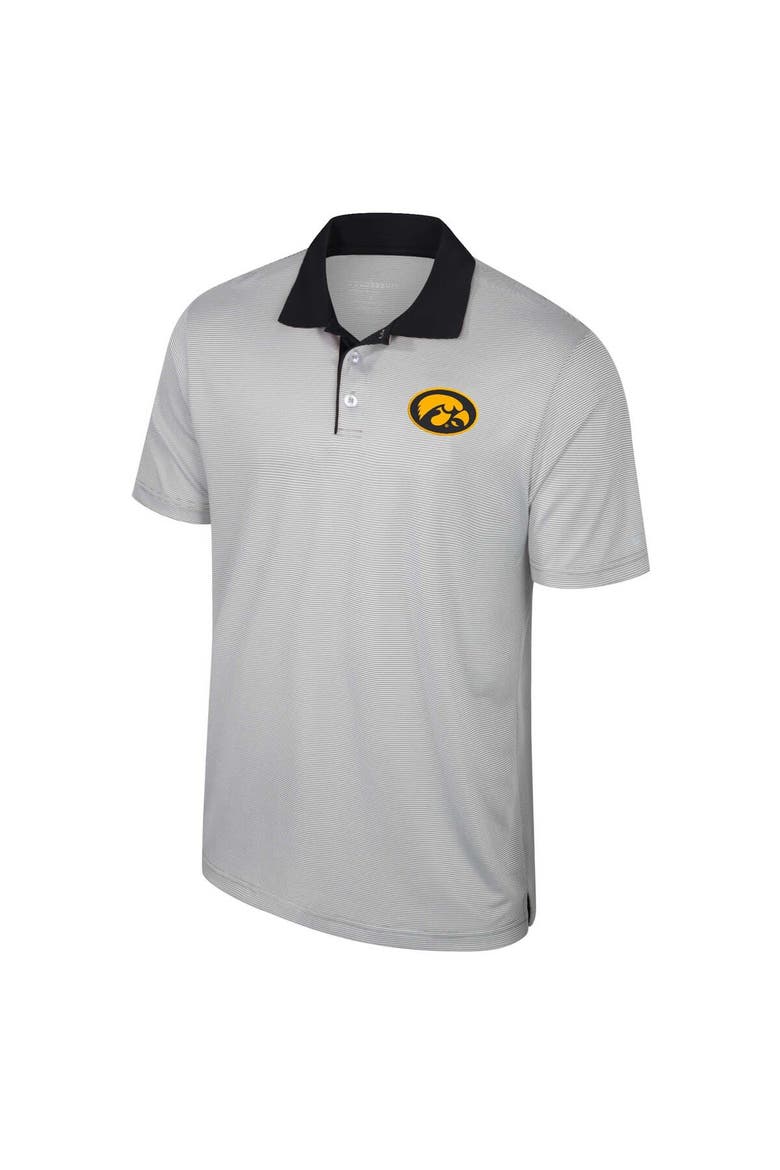 Men's Colosseum Gray Iowa Hawkeyes Big & Tall Tuck Striped Polo, Alternate, color, Gray