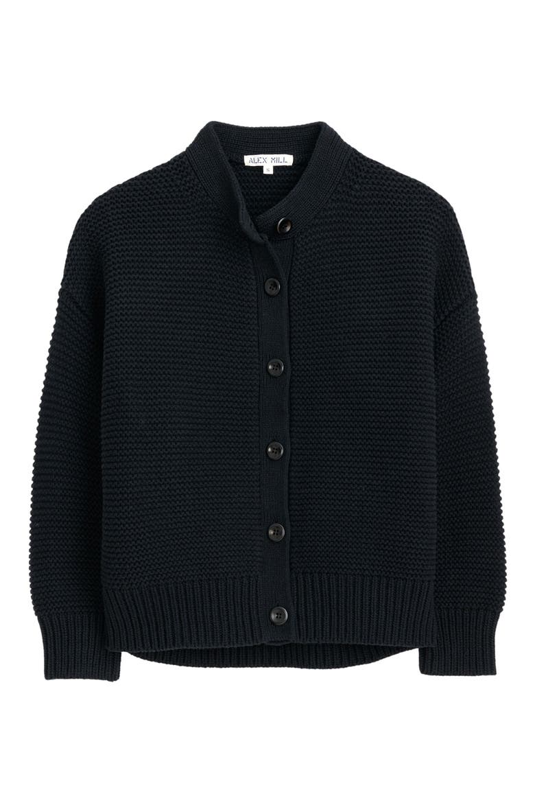 Chunky Cotton Cardigan, Alternate, color, BLACK