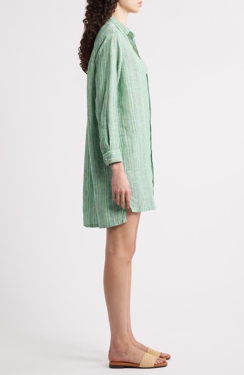 Frank & Eileen Hunter Stripe Step Hem Linen & Cotton Shirtdress