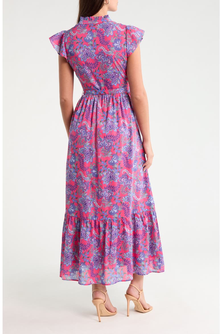 Riah Floral Button-Up Tiered Maxi Dress, Alternate, color, PINK-BLUE-GREEN